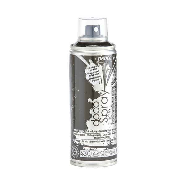 Bombe de peinture - Noir - Brillant - 845 - Pébéo - DecoSpray - 200ml - Tous supports