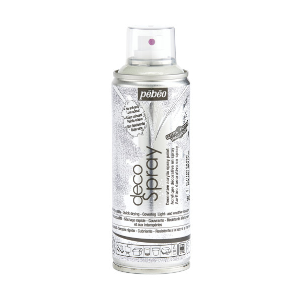 photo-Bombe de peinture - Argent pailleté - 892 - Pébéo - DecoSpray - 200ml - Tous supports
