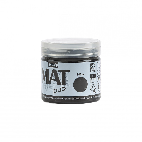 Peinture acrylique - Extra mate - Noir ivoire - 256024 - Pébéo Mat Pub - 140ml
