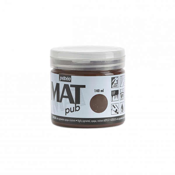 Peinture acrylique - Extra mate - Ombre brûlée - 256022 - Pébéo Mat Pub - 140ml
