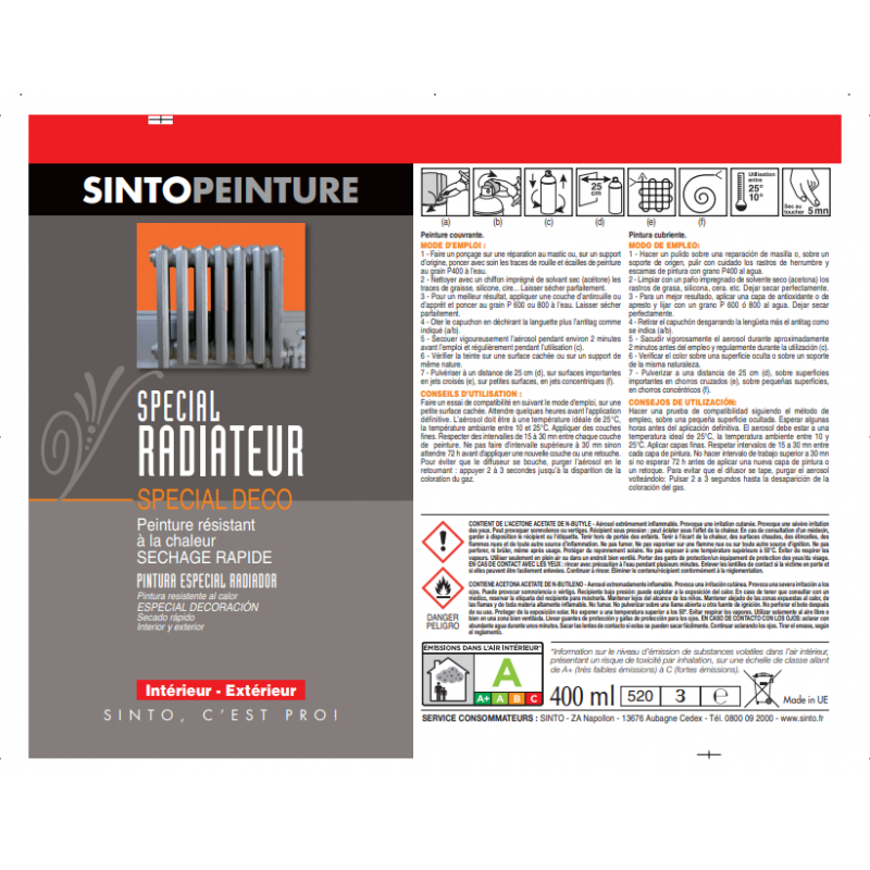 Acheter Bombe de peinture radiateur gris chaud - Sinto