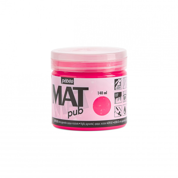 Peinture acrylique - Extra mate - Rose fluo - 256028 - Pébéo Mat Pub - 140ml