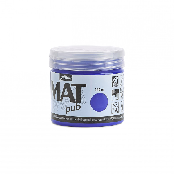 Peinture acrylique - Extra mate - Bleu outremer - 256010 - Pébéo Mat Pub - 140ml