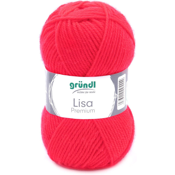 10 pelotes de laine - Corail fluo - 47 - 100% acrylique - 3,5/4,5 mm - Gründl - Lisa Premium