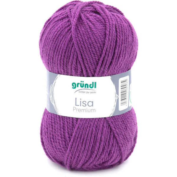 10 pelotes de laine - Pourpre - 48 - 100% acrylique - 3,5/4,5 mm - Gründl - Lisa Premium