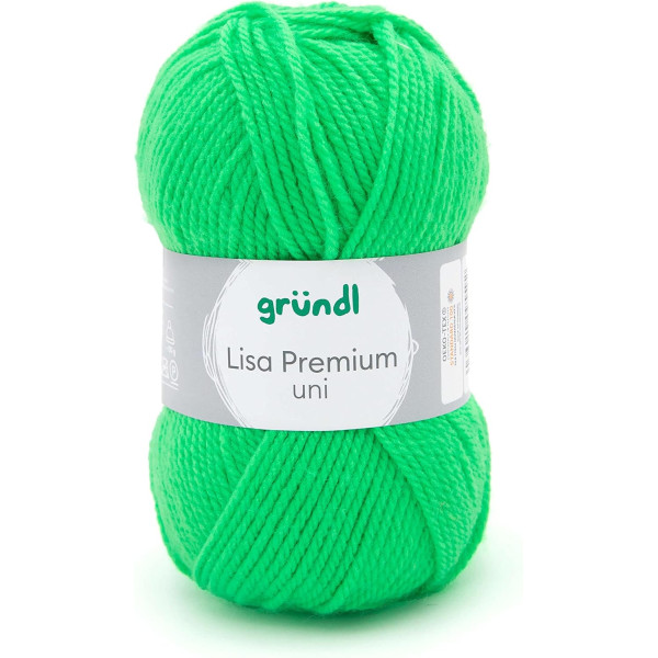 10 pelotes de laine - Vert fluo - 29 - 100% acrylique - 3,5/4,5 mm - Gründl - Lisa Premium
