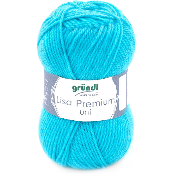 10 pelotes de laine - Bleu turquoise - 41 - 100% acrylique - 3,5/4,5 mm - Gründl - Lisa Premium