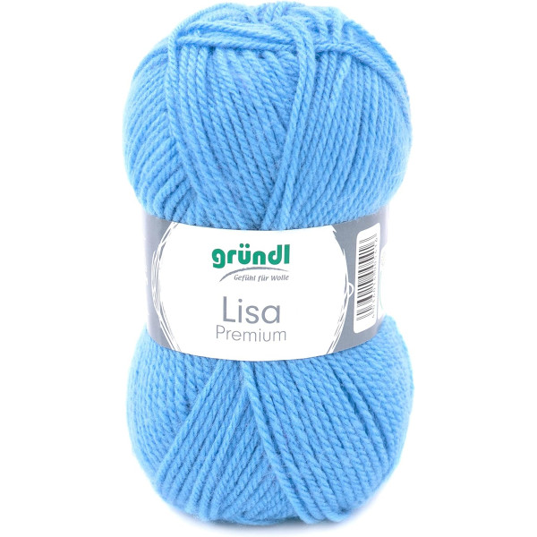 10 pelotes de laine - Bleu moyen - 17 - 100% acrylique - 3,5/4,5 mm - Gründl - Lisa Premium