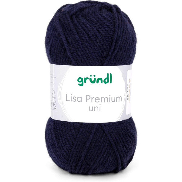10 pelotes de laine - Bleu marine - 19 - 100% acrylique - 3,5/4,5 mm - Gründl - Lisa Premium