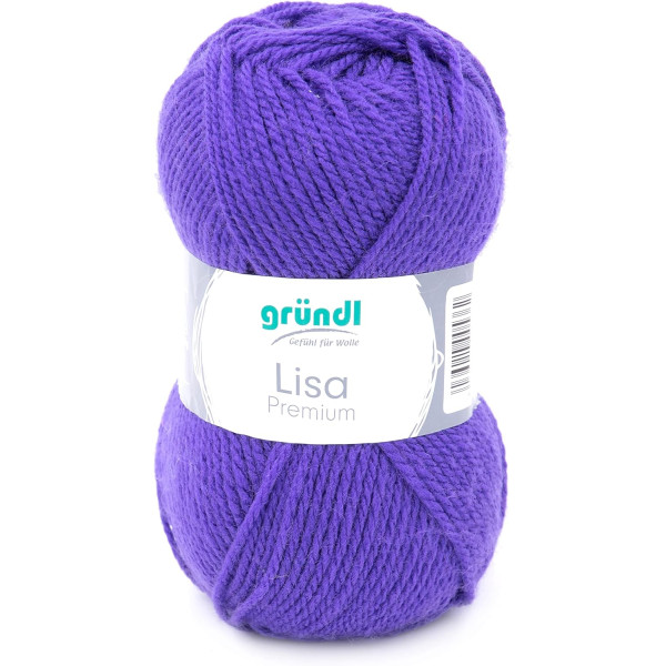 10 pelotes de laine - Violet foncé - 21 - 100% acrylique - 3,5/4,5 mm - Gründl - Lisa Premium