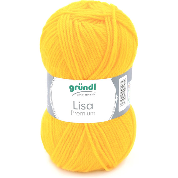 10 Pelotes de laine - Jaune maïs - 10 - 100% acrylique - 3,5/4,5 mm - Gründl - Lisa Premium