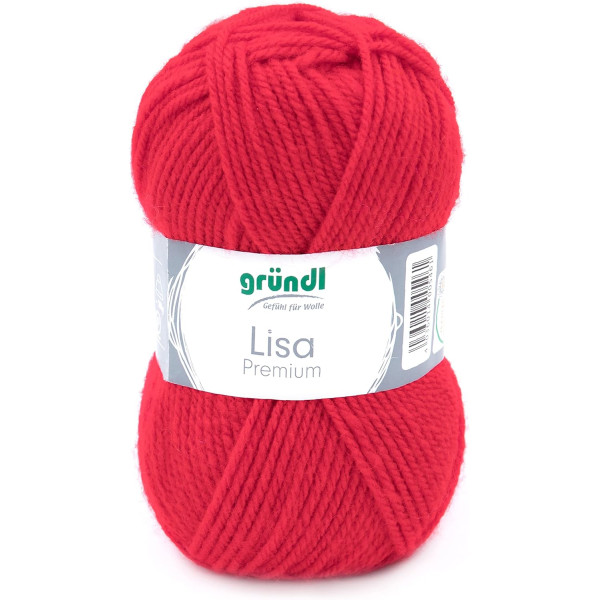 10 Pelotes de laine - Rouge signal - 12 - 100% acrylique - 3,5/4,5 mm - Gründl - Lisa Premium