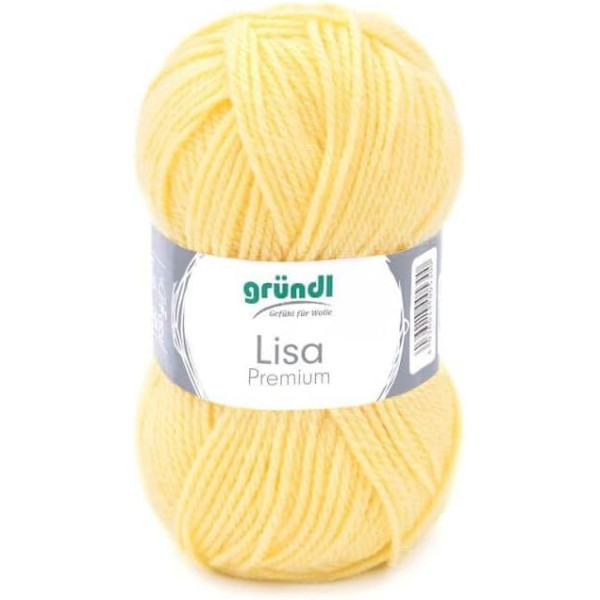 10 Pelotes de laine - Jaune - 3 - 100% acrylique - 3,5/4,5 mm - Gründl - Lisa Premium