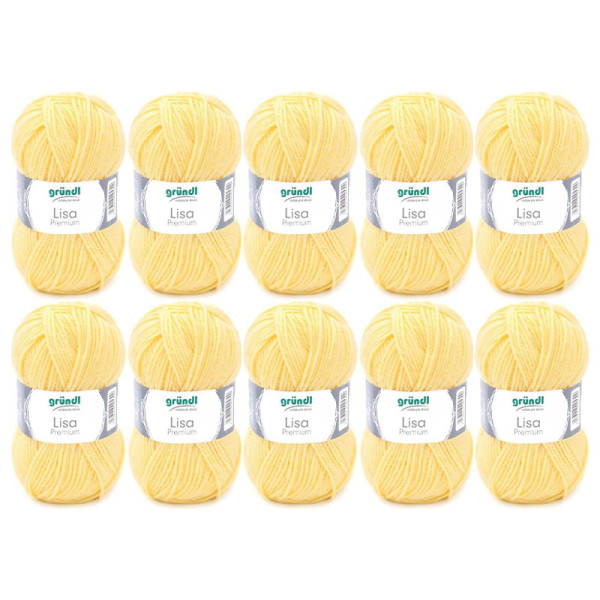 photo-10 Pelotes de laine - Jaune - 3 - 100% acrylique - 3,5/4,5 mm - Gründl - Lisa Premium