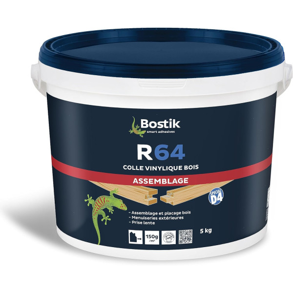 photo-Colle vinylique à bois - Prise lente - Assemblage et plaçage - Extérieur et zone humide - Bostik - 5kg