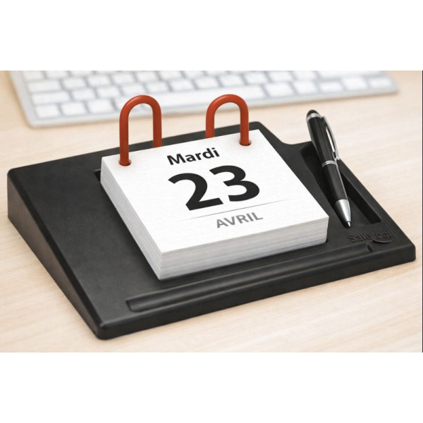 Support pour bloc éphéméride - Plastique - Noir - 2 anneaux - 21x17cm - Bureau