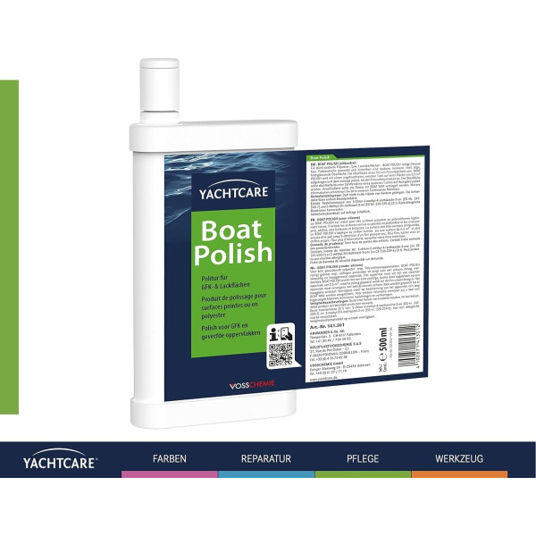 Polish - Bateau - Surfaces en polyester ou polyuréthane - Nettoyage et brillance - Yachtcare - Boat polish  - 500ml