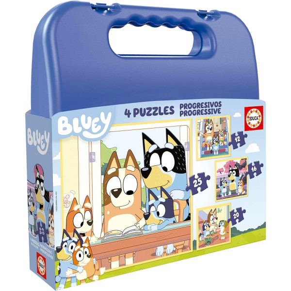 photo-Puzzles - Bluey - 4 modèles - 12 à 25 pièces - Dès 3 ans - Malette de rangement - Educa