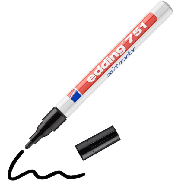 Marqueur peinture - Noir - Tous supports - Résiste chaleur/froid - Edding 750