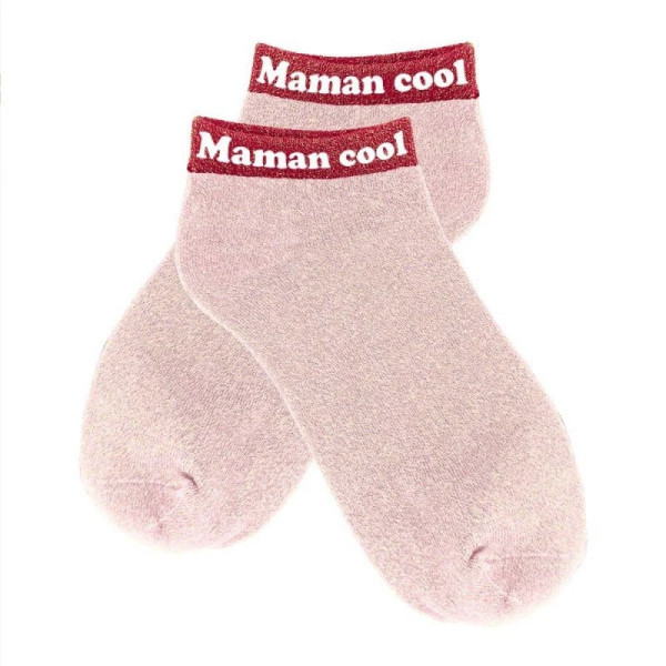 photo-Chaussettes à paillettes - Socquettes - Femme - Rose - Maman cool - Taille 36/42