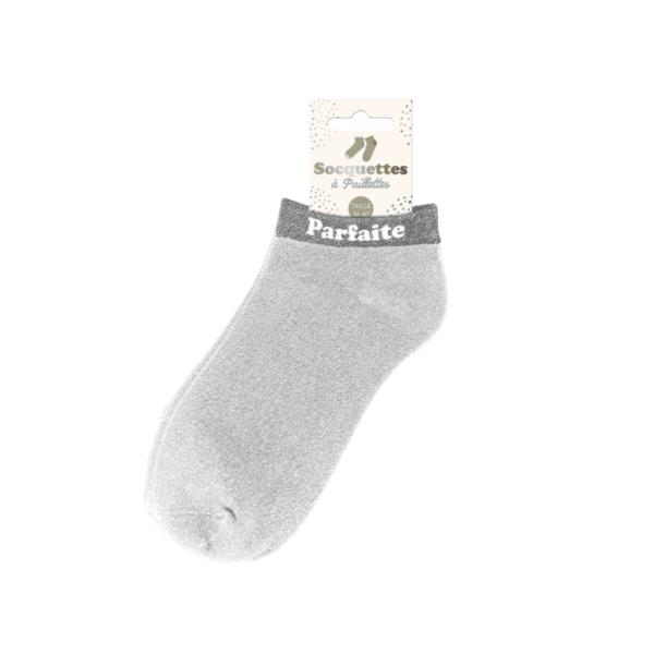 photo-Chaussettes à paillettes - Socquettes - Femme - Gris - Parfaite - Taille 36/42