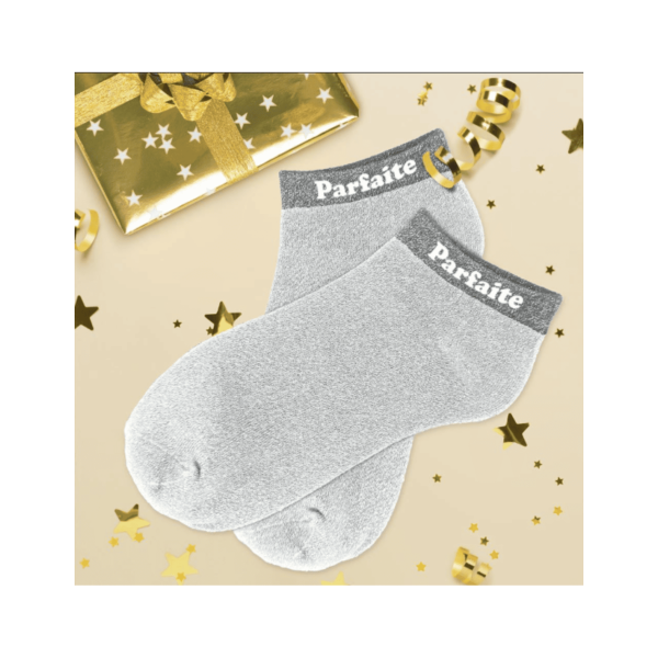 Chaussettes à paillettes - Socquettes - Femme - Gris - Parfaite - Taille 36/42