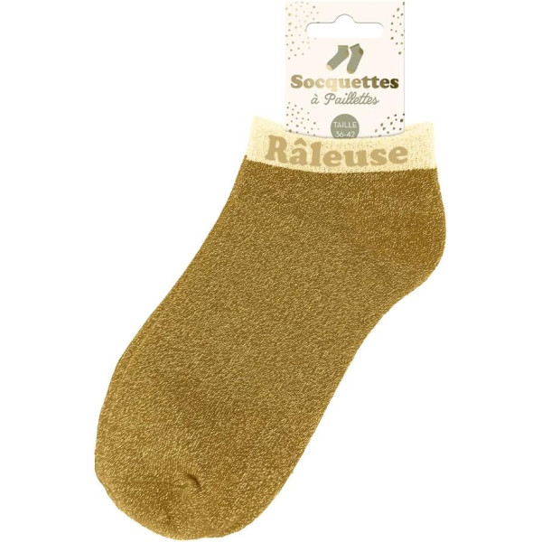 Chaussettes à paillettes - Socquettes - Femme - Or - Râleuse - Taille 36/42