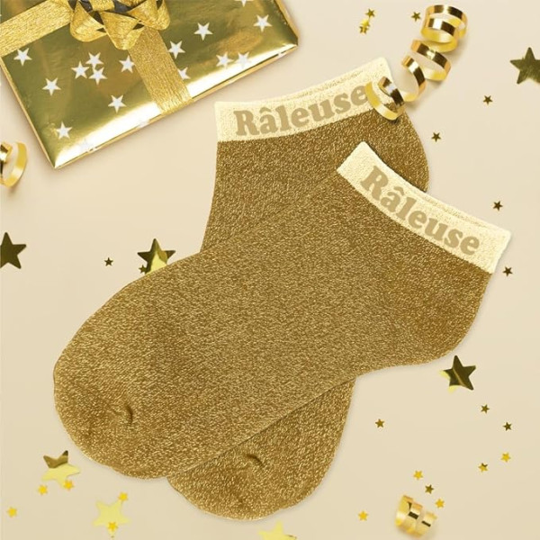 Chaussettes à paillettes - Socquettes - Femme - Or - Râleuse - Taille 36/42