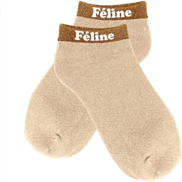 PHOTO-Chaussettes à paillettes - Socquettes - Femme - Or - Féline - Taille 36/42