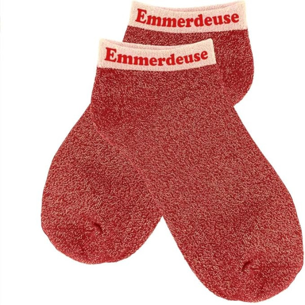 PHOTO-Chaussettes à paillettes - Socquettes - Femme - Rouge - Emmerdeuse - Taille 36/42