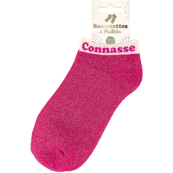 Chaussettes à paillettes - Socquettes - Femme - Rose - Connasse - Taille 36/42