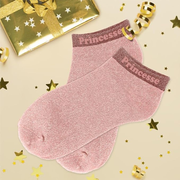 Chaussettes à paillettes - Socquettes - Femme - Rose - Princesse - Taille 36/42