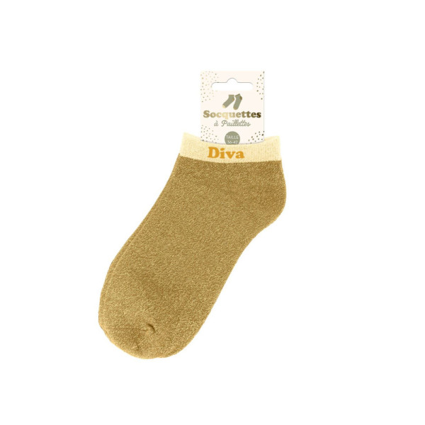 Chaussettes à paillettes - Socquettes - Femme - Or - Diva - Taille 36/42
