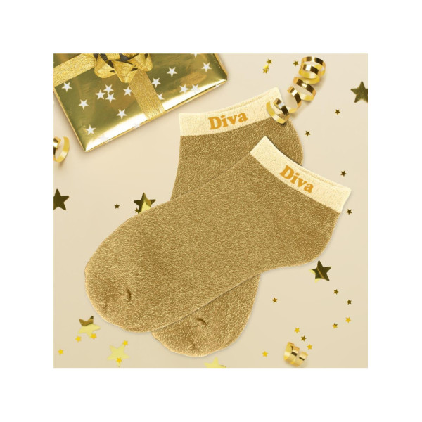 Chaussettes à paillettes - Socquettes - Femme - Or - Diva - Taille 36/42