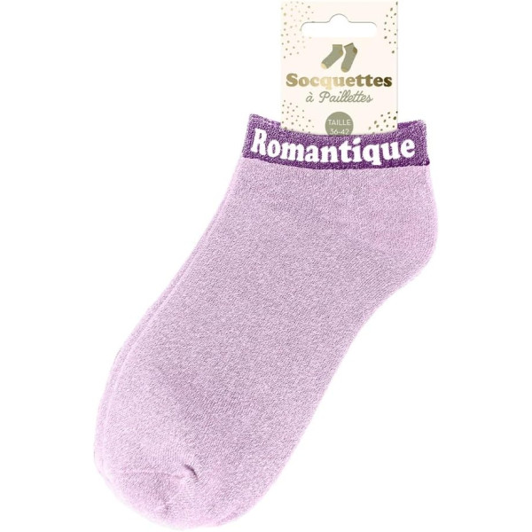 Chaussettes à paillettes - Socquettes - Femme - Violet - Romantique - Taille 36/42