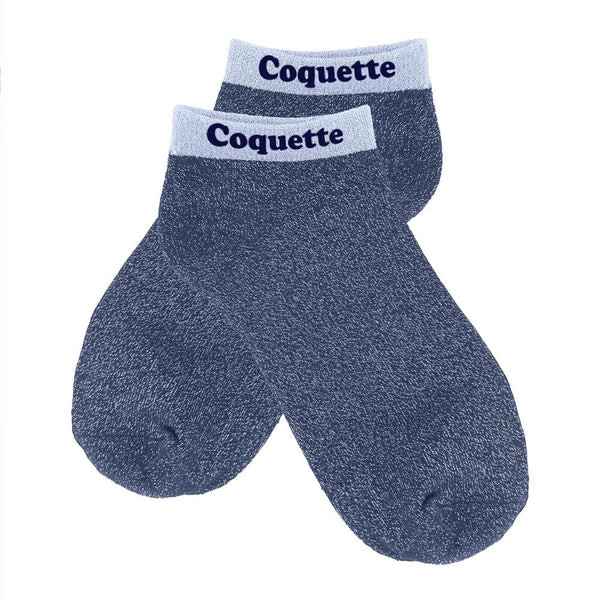 photo-Chaussettes à paillettes - Socquettes - Femme - Bleu - Coquette - Taille 36/42