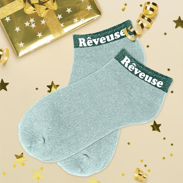 Chaussettes à paillettes - Socquettes - Femme - Vert - Rêveuse - Taille 36/42