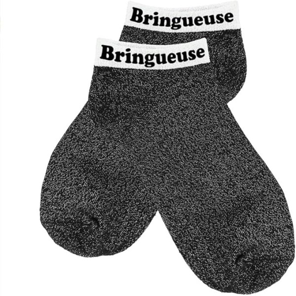 photo-Chaussettes à paillettes - Socquettes - Femme - Noir - Bringueuse - Taille 36/42