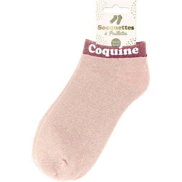 Chaussettes à paillettes - Socquettes - Femme - Rose - Coquine - Taille 36/42
