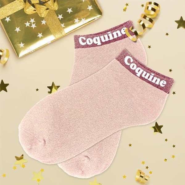 Chaussettes à paillettes - Socquettes - Femme - Rose - Coquine - Taille 36/42