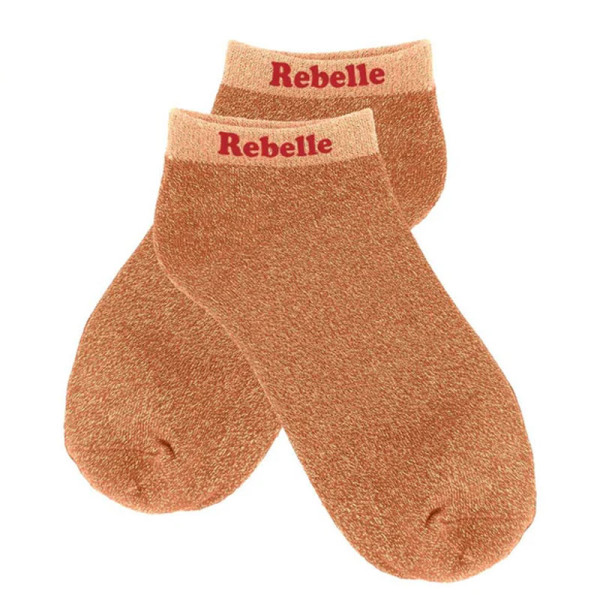photo-Chaussettes à paillettes - Socquettes - Femme - Orange - Rebelle - Taille 36/42