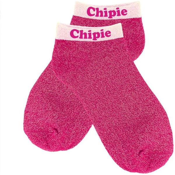 photo-Chaussettes à paillettes - Socquettes - Femme - Rose - Chipie - Taille 36/42