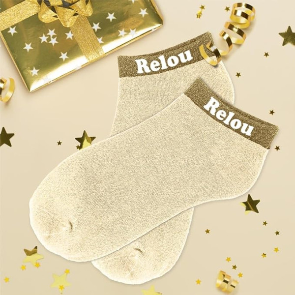 Chaussettes à paillettes - Socquettes - Femme - Beige - Relou - Taille 36/42