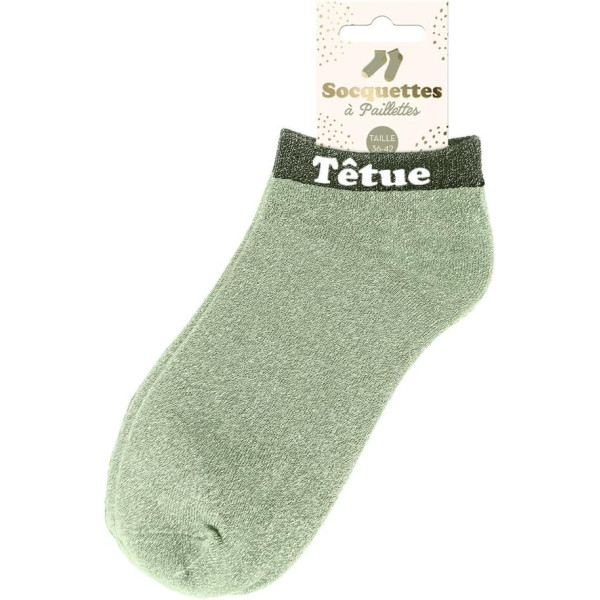 Chaussettes à paillettes - Socquettes - Femme - Vert - Têtue - Taille 36/42