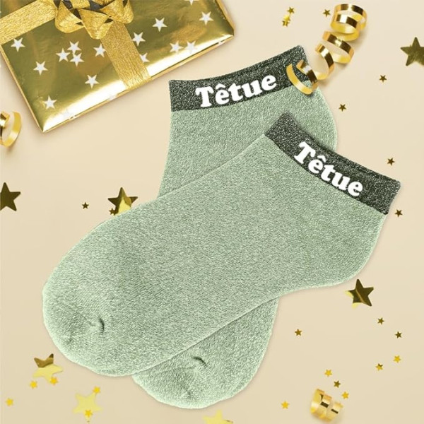 Chaussettes à paillettes - Socquettes - Femme - Vert - Têtue - Taille 36/42