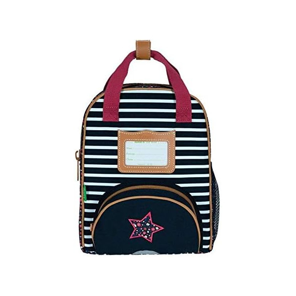 photo-Sac à dos - Tann's - Rayures et liberty - Maternelle - 1 compartiment - Inès XS