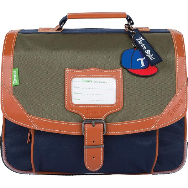 photo-Cartable - Tann's - Bleu/Kaki - Maternelle - Primaire - 32x27x12cm - Axel