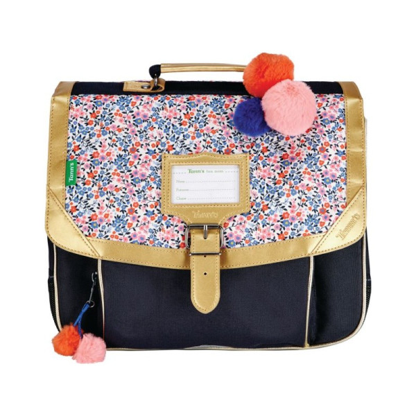 photo-Cartable - Tann's - Bleu/Motif fleur - Primaire - 35x27x14,5cm - Antonia