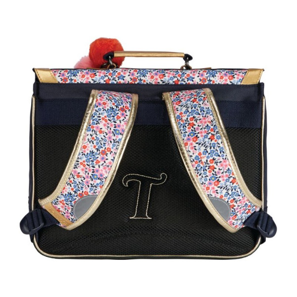 Cartable - Tann's - Bleu/Motif fleur - Primaire - 35x27x14,5cm - Antonia