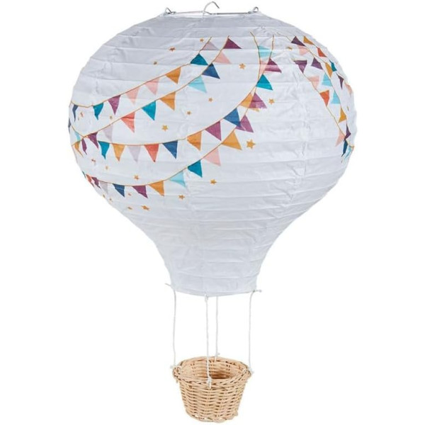 photo-Suspension - Abat-jour - Montgolfière - Papier blanc - 30x30x45cm - Chambre - Ostaria